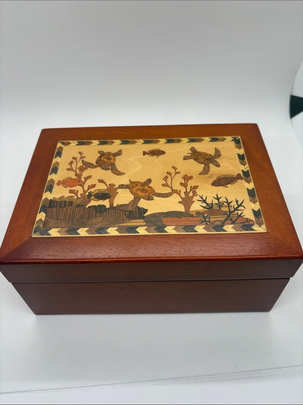 Maui by Design Wood Sea Turtle Ocean Jewelry Box